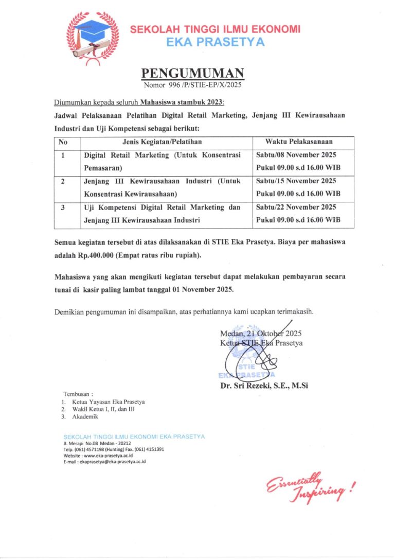 Jadwal Pelaksanaan Pelatihan Digital Merketingv